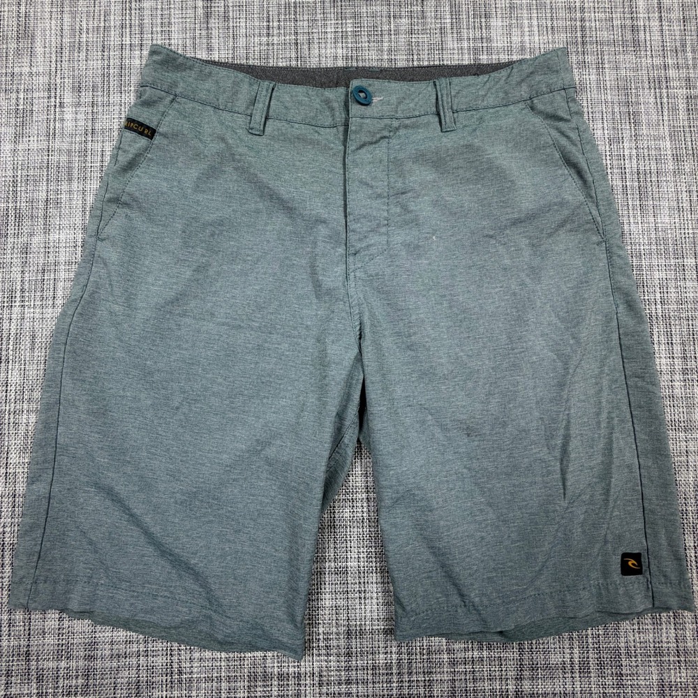 Rip Curl Men's Mirage Hybrid Shorts Gray Blue Heather Size 32 Button Zip Pockets